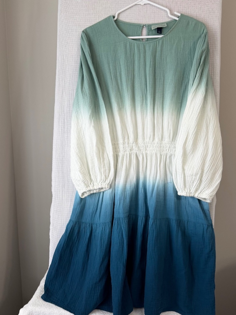 Universal Thread 100% CottonDress XL Color Block Ombre Tie Dye Green Blue White